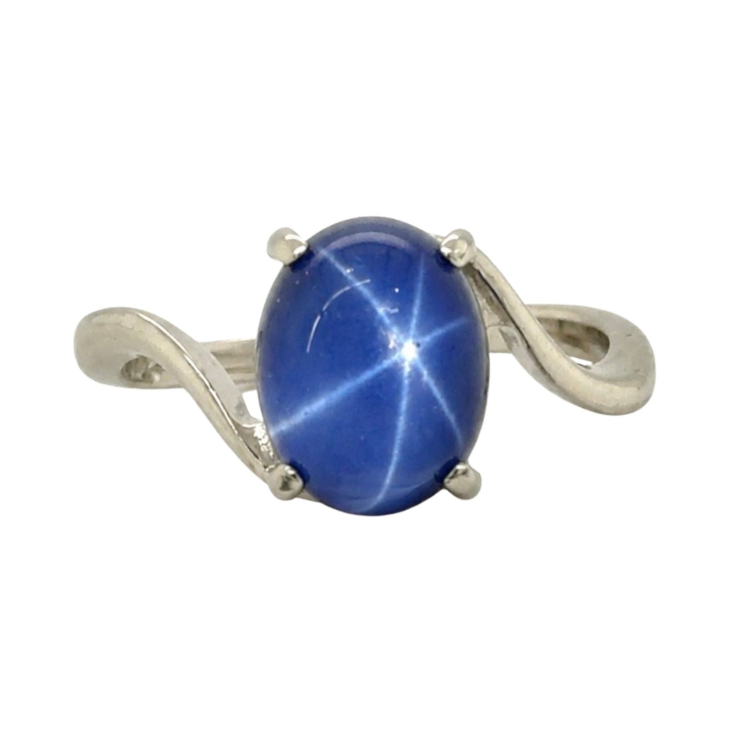 Star Sapphire Solitaire 14k White Gold Ring 3.6g Size 6.5