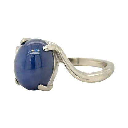 Star Sapphire Solitaire 14k White Gold Ring 3.6g Size 6.5