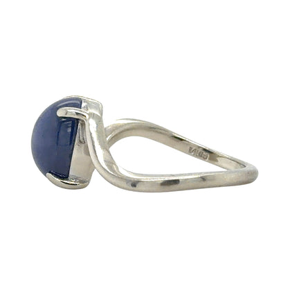 Star Sapphire Solitaire 14k White Gold Ring 3.6g Size 6.5