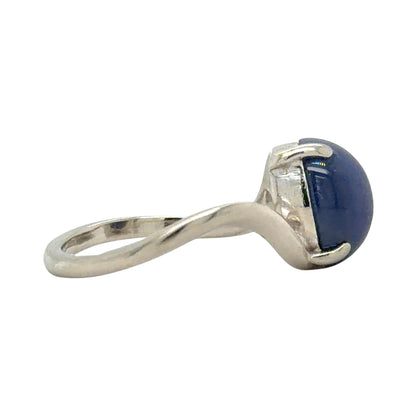 Star Sapphire Solitaire 14k White Gold Ring 3.6g Size 6.5