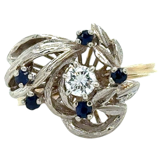 1/4ctw Diamond & Sapphire 14K Yellow & White Gold Ring 4.1g Size 6.5 (I1-3,G-I)
