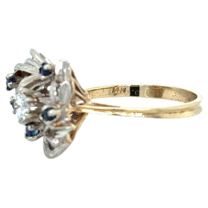 1/4ctw Diamond & Sapphire 14K Yellow & White Gold Ring 4.1g Size 6.5 (I1-3,G-I)