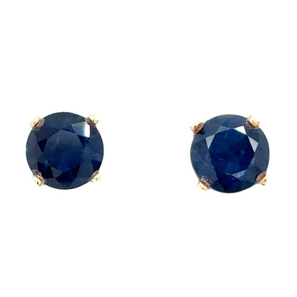 14k Yellow Gold Sapphire Solitaire Earrings 2.6g