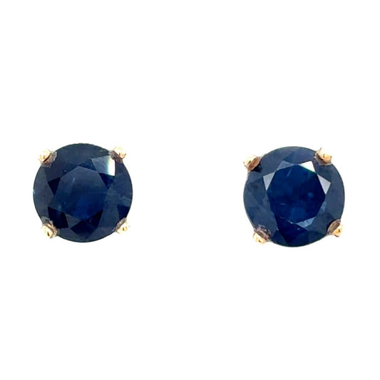 14k Yellow Gold Sapphire Solitaire Earrings 2.6g