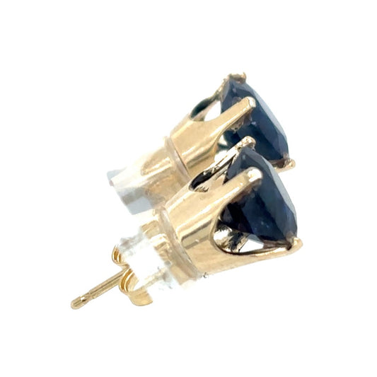 14k Yellow Gold Sapphire Solitaire Earrings 2.6g