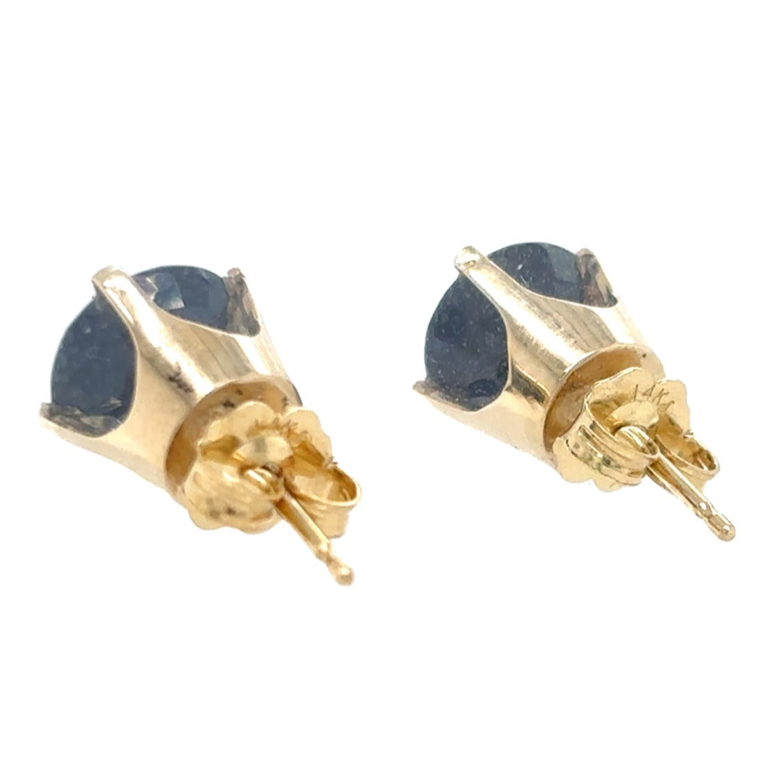 14k Yellow Gold Sapphire Solitaire Earrings 2.6g