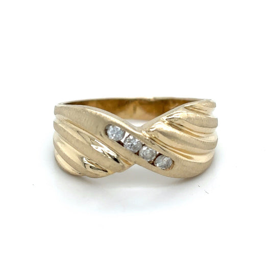 1/20ct Diamond 14K Yellow Gold Band Ring 4.8g Size 7.5