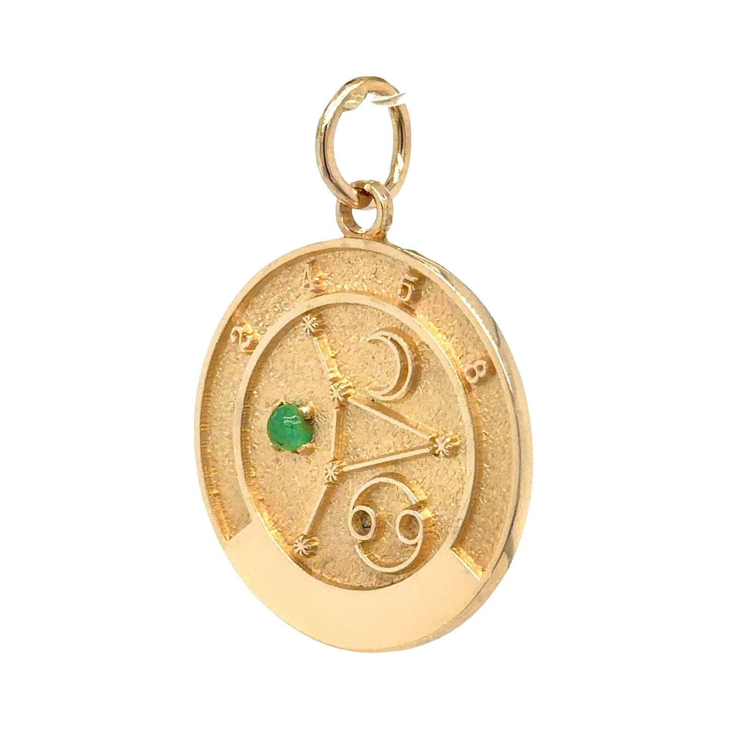 Emerald 14k Yellow Gold Cancer Zodiac Pendant 3.2g