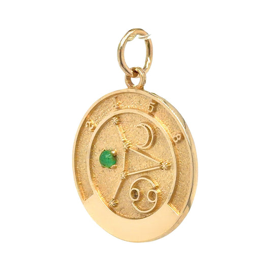 Emerald 14k Yellow Gold Cancer Zodiac Pendant 3.2g