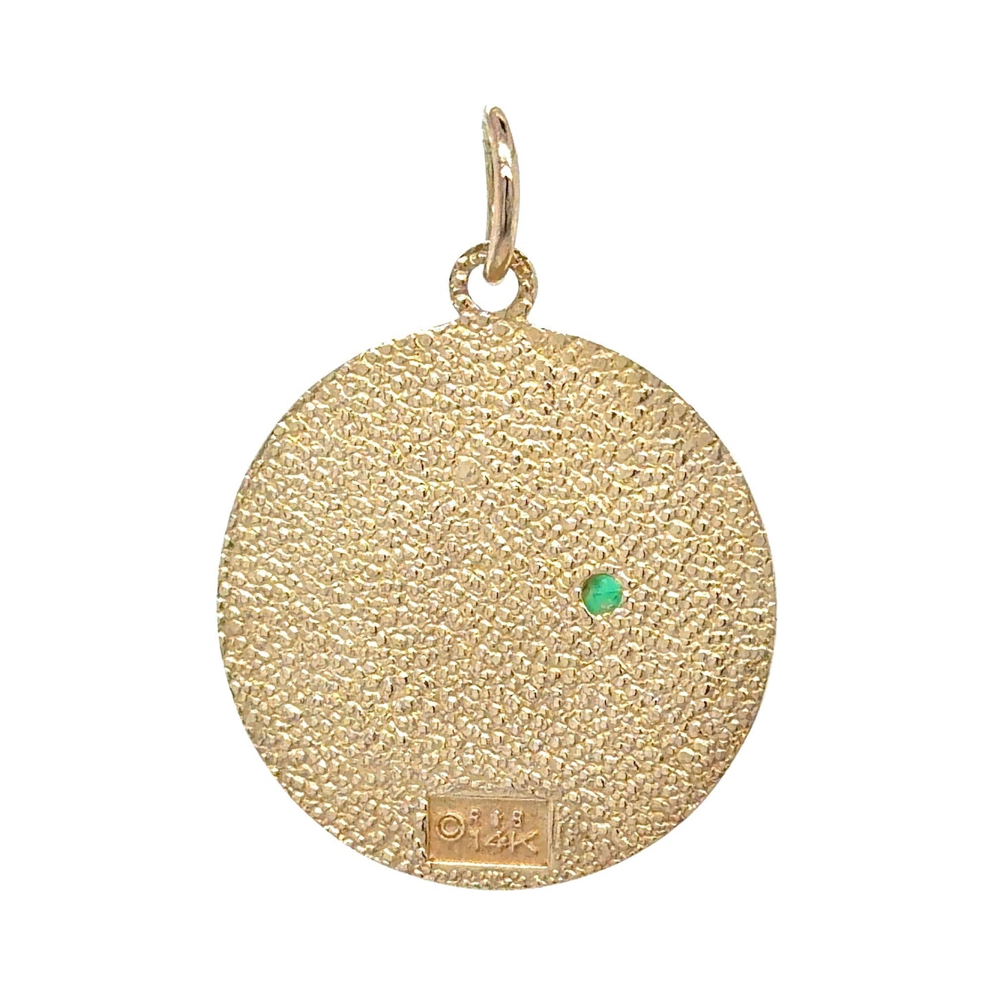 Emerald 14k Yellow Gold Cancer Zodiac Pendant 3.2g