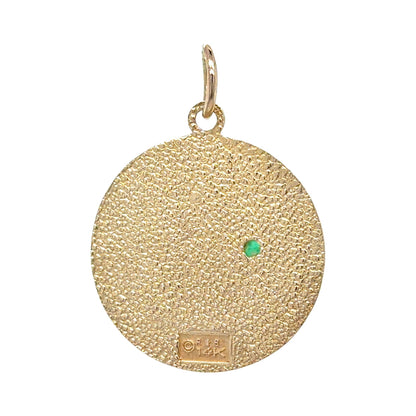 Emerald 14k Yellow Gold Cancer Zodiac Pendant 3.2g