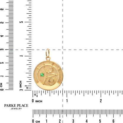 Emerald 14k Yellow Gold Cancer Zodiac Pendant 3.2g