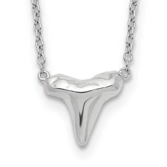 Sterling Silver Shark Tooth Necklace With 2" Extension