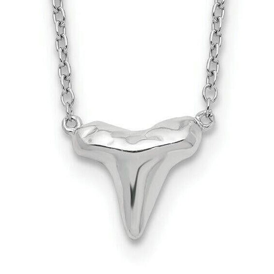 Sterling Silver Shark Tooth Necklace With 2" Extension