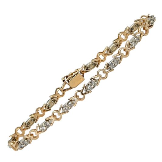 3/4ctw Diamond Tennis 7" inch 14k Yellow and White Gold Bracelet 9.5g