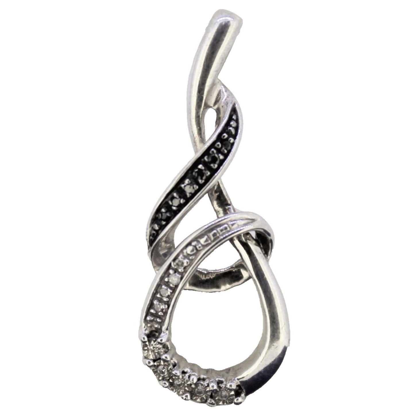 Diamond Accent Pendant Real Solid .925 Sterling Silver 2.8g