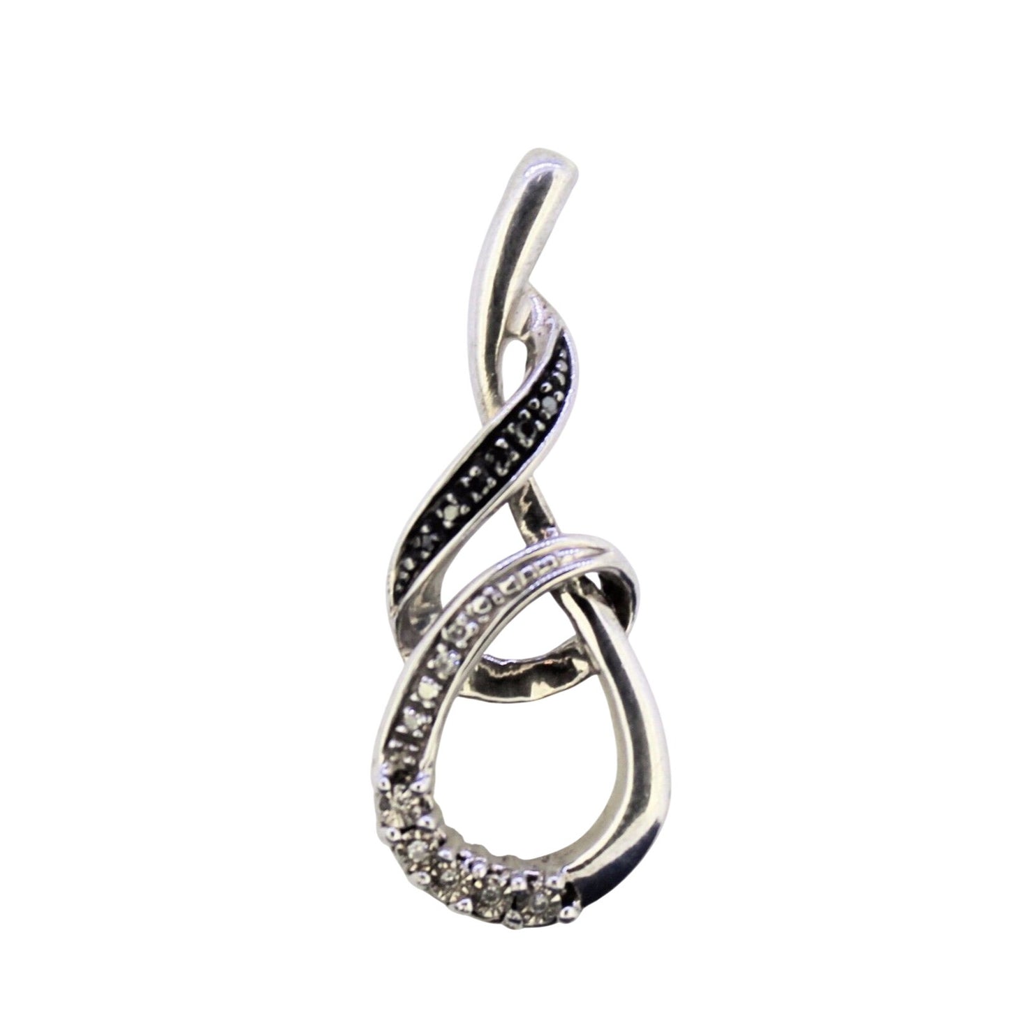 Diamond Accent Pendant Real Solid .925 Sterling Silver 2.8g