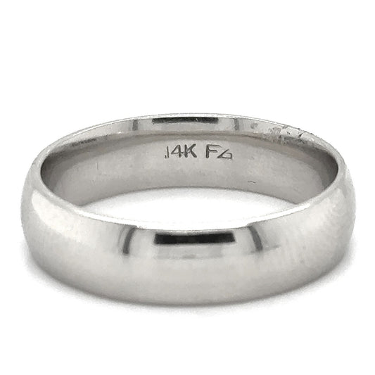 6.2mm Wedding Band Ring 14k White Gold 9.2g Size 12.25