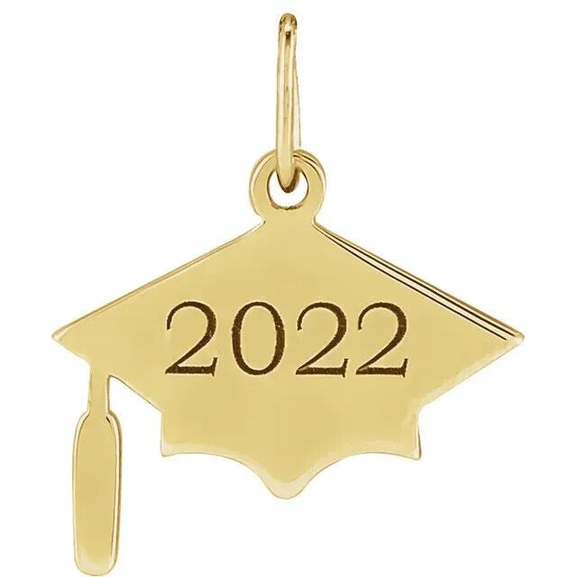 14K Yellow Gold 14.98x12.02 mm Engravable Graduation Cap Pendant