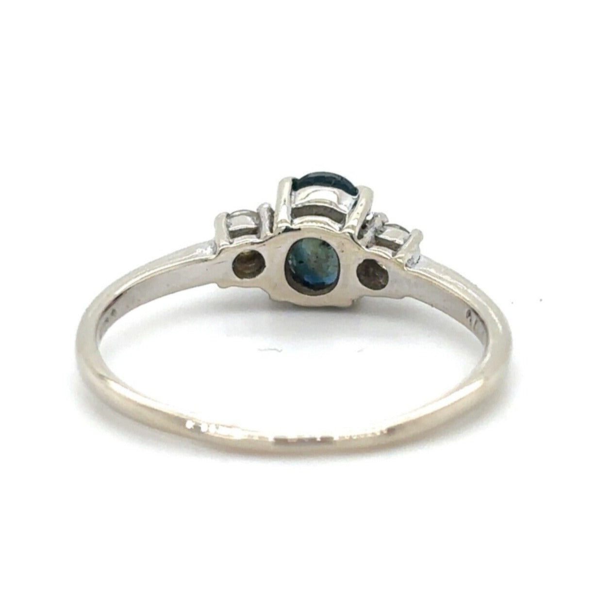 Sapphire & Diamond 14K White Gold Ring 1.7g Size 6.25 Oval Cut
