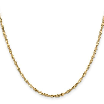 2mm Singapore Chain Bracelet Real Solid 10k Yellow Gold 8 Inch