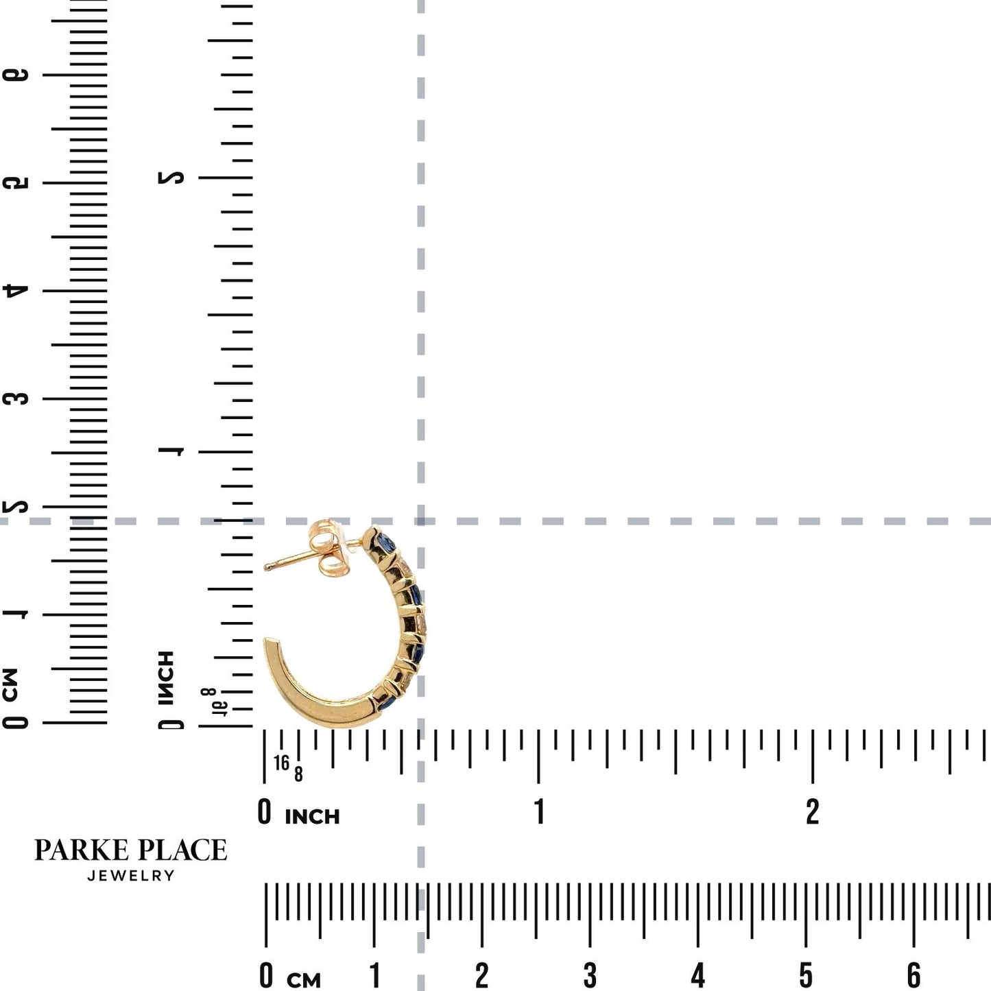 14k Yellow Gold Hoop Earrings 1/2ctw Diamond & Sapphire 3.3g