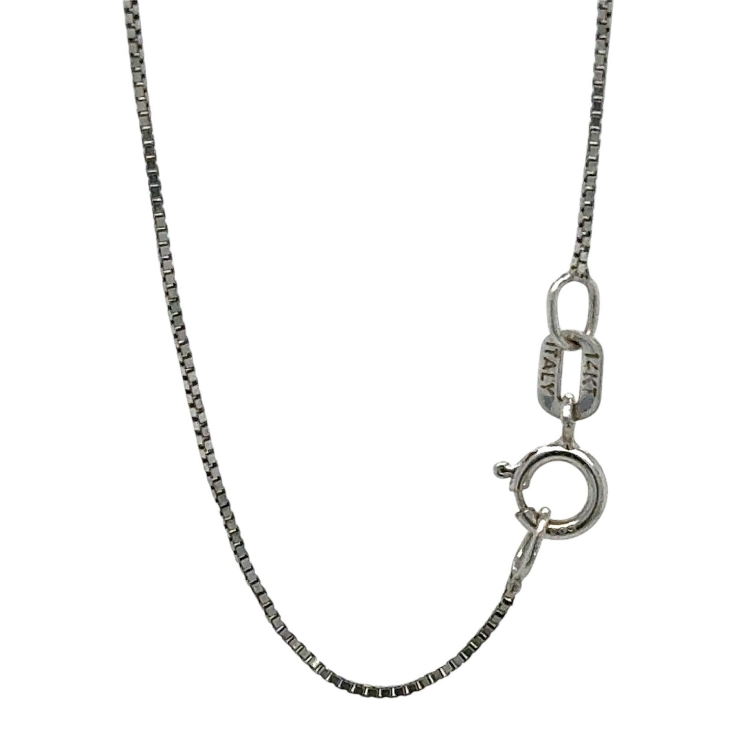 Black Pearl & Diamond 14k White Gold Pendant 19" Baby Box Chain 2.8g