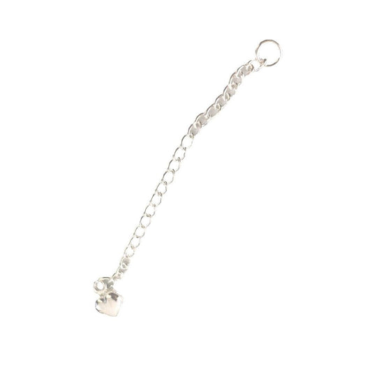 Necklace Extender 2 inch  925 Sterling Silver Puffed Heart Extension