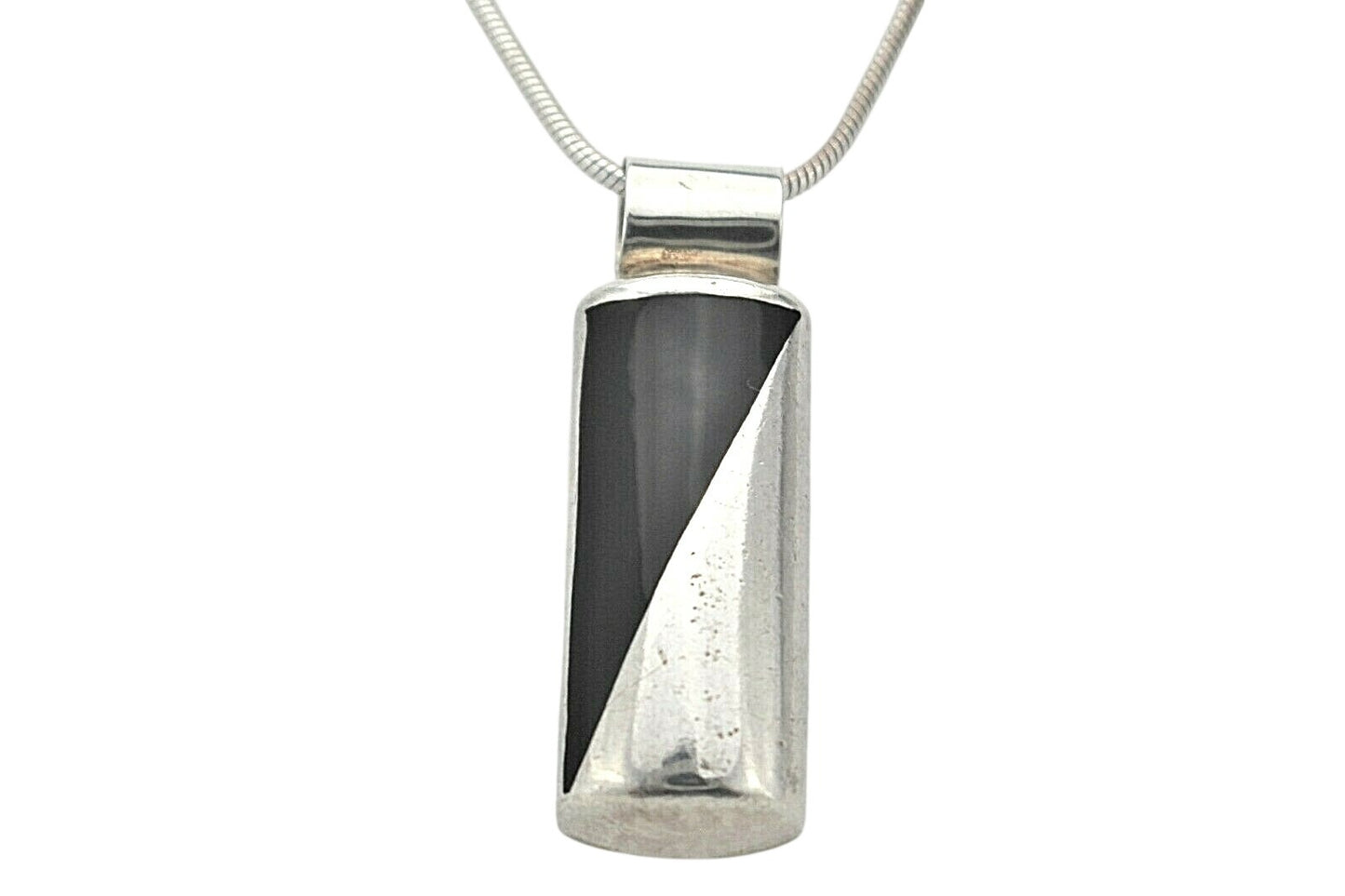 Onyx Pendant With 18 Inch Snake Chain In Solid .925 Sterling Silver 17.0 g