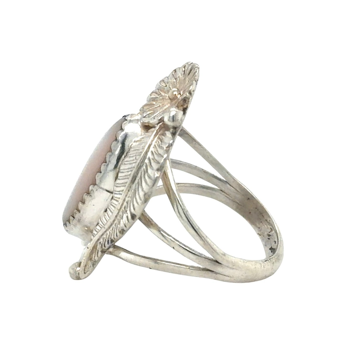 Mother Of Pearl Flower Sterling Silver Ring 5.3g Size 6.5