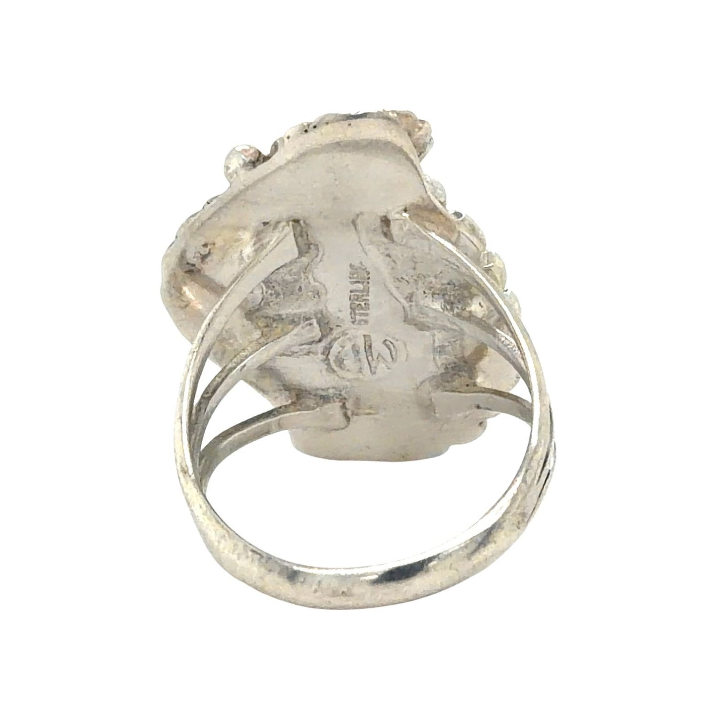 Mother Of Pearl Flower Sterling Silver Ring 5.3g Size 6.5