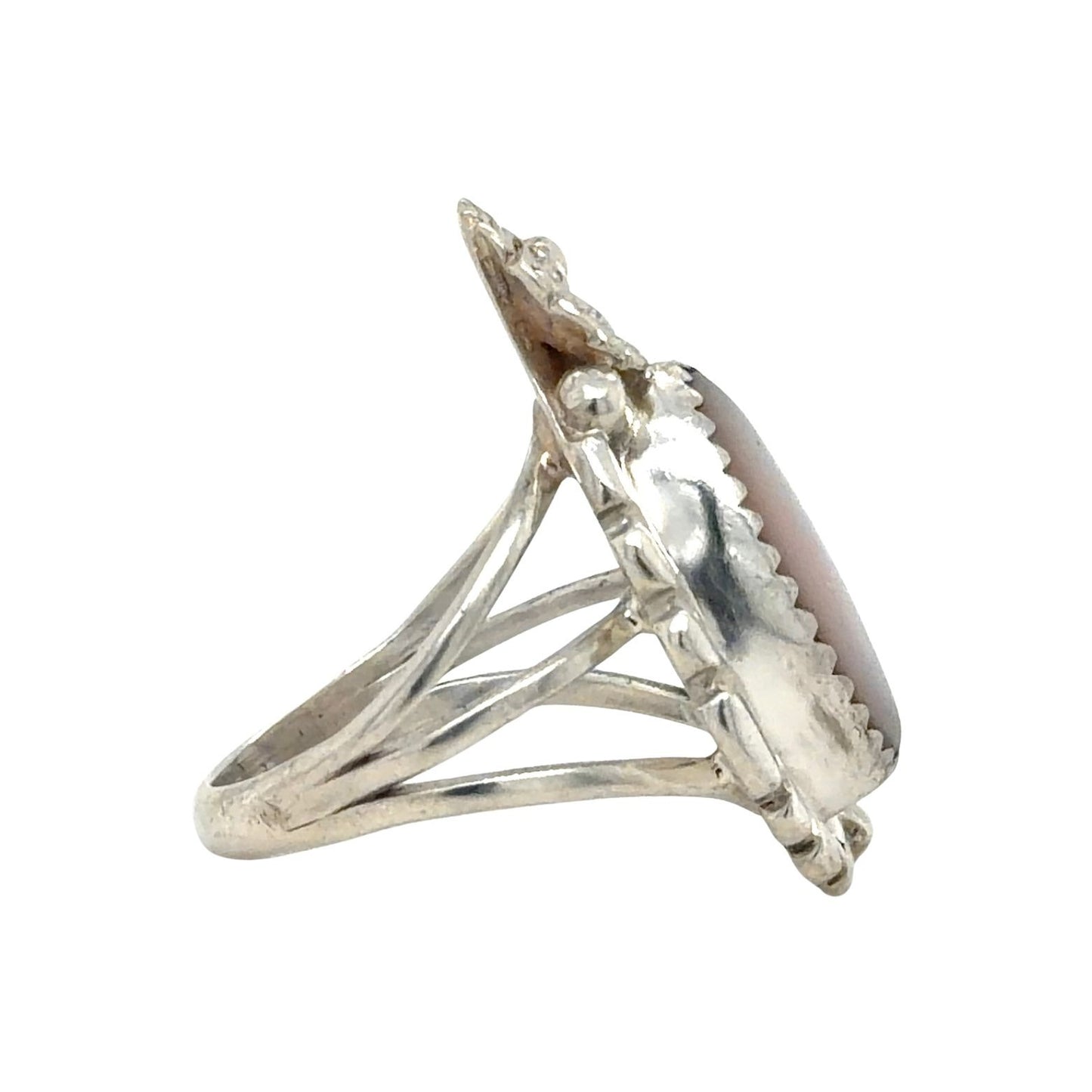 Mother Of Pearl Flower Sterling Silver Ring 5.3g Size 6.5