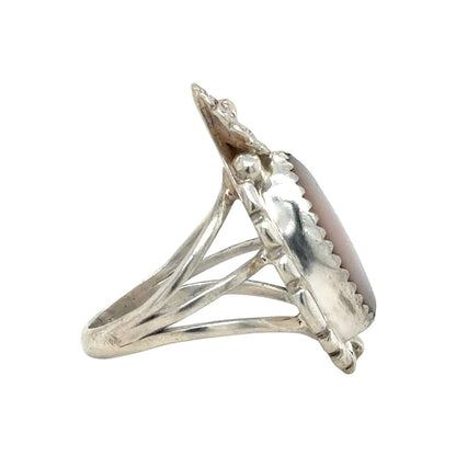 Mother Of Pearl Flower Sterling Silver Ring 5.3g Size 6.5