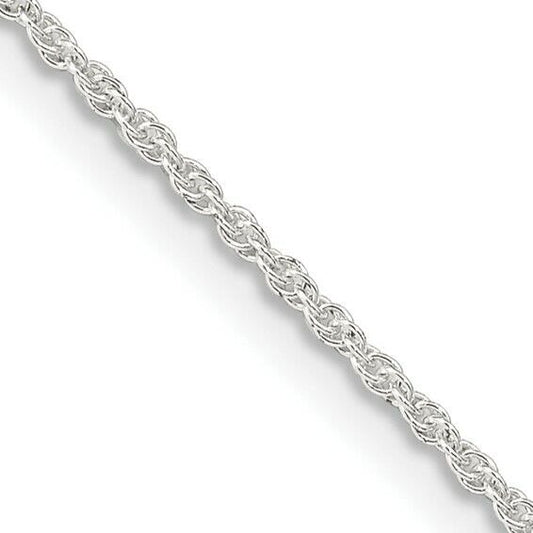 Sterling Silver 1.3mm Loose Rope Chain Necklace 16 Inches 925