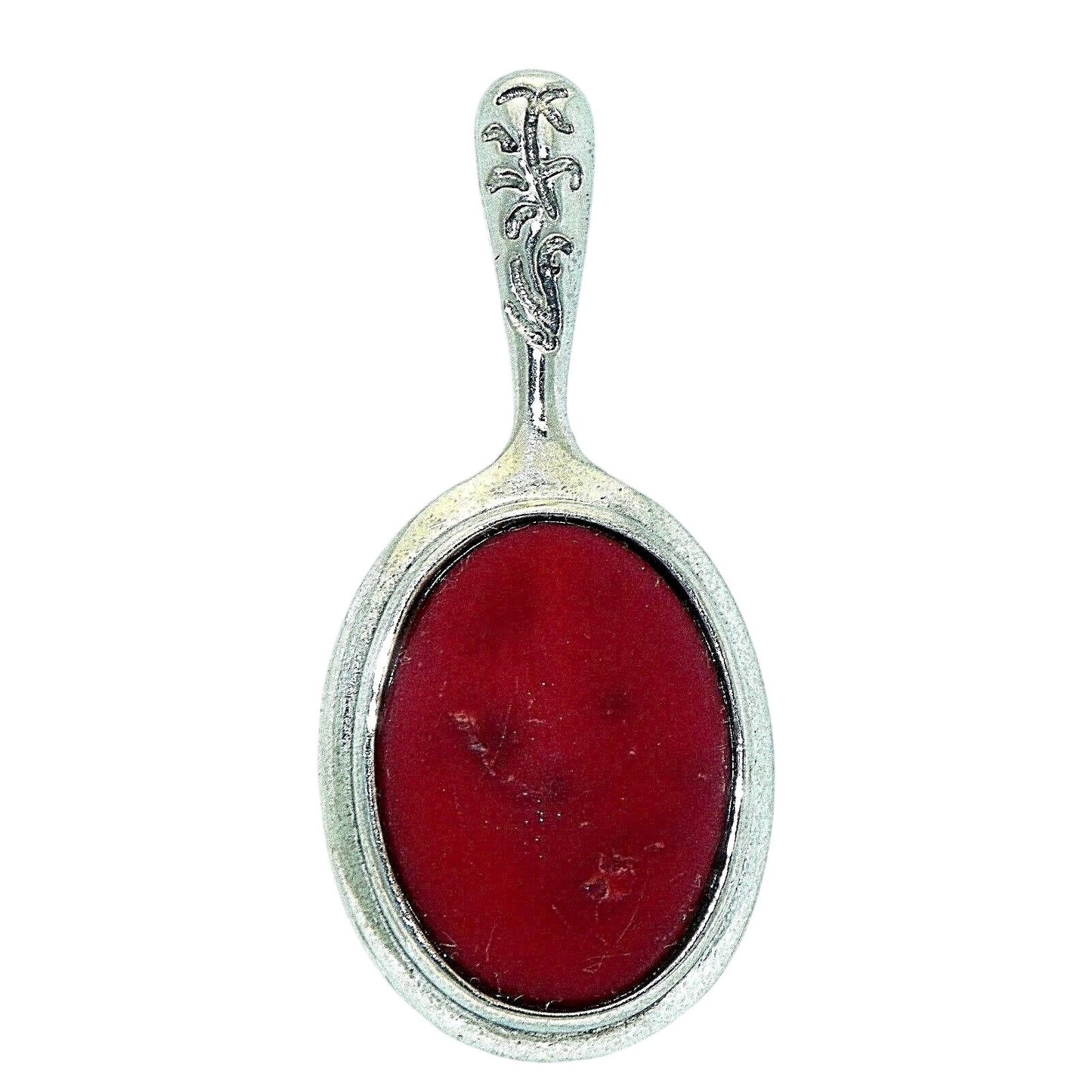 Oval Carnelian Solitaire Pendant Solid .925 Sterling Silver 6.3g 18.24mm Wide X 39.84mm
