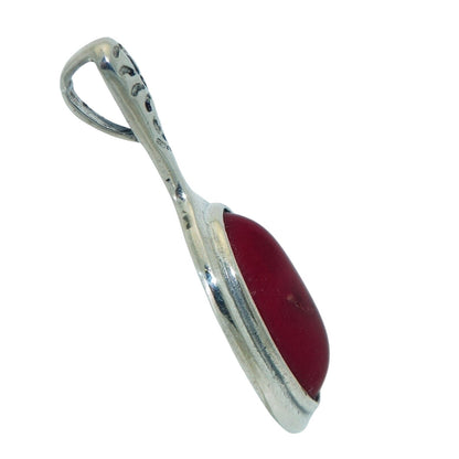 Oval Carnelian Solitaire Pendant Solid .925 Sterling Silver 6.3g 18.24mm Wide X 39.84mm