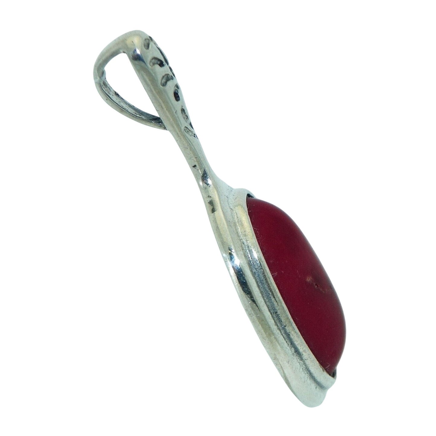 Oval Carnelian Solitaire Pendant Solid .925 Sterling Silver 6.3g 18.24mm Wide X 39.84mm