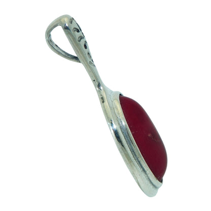 Oval Carnelian Solitaire Pendant Solid .925 Sterling Silver 6.3g 18.24mm Wide X 39.84mm