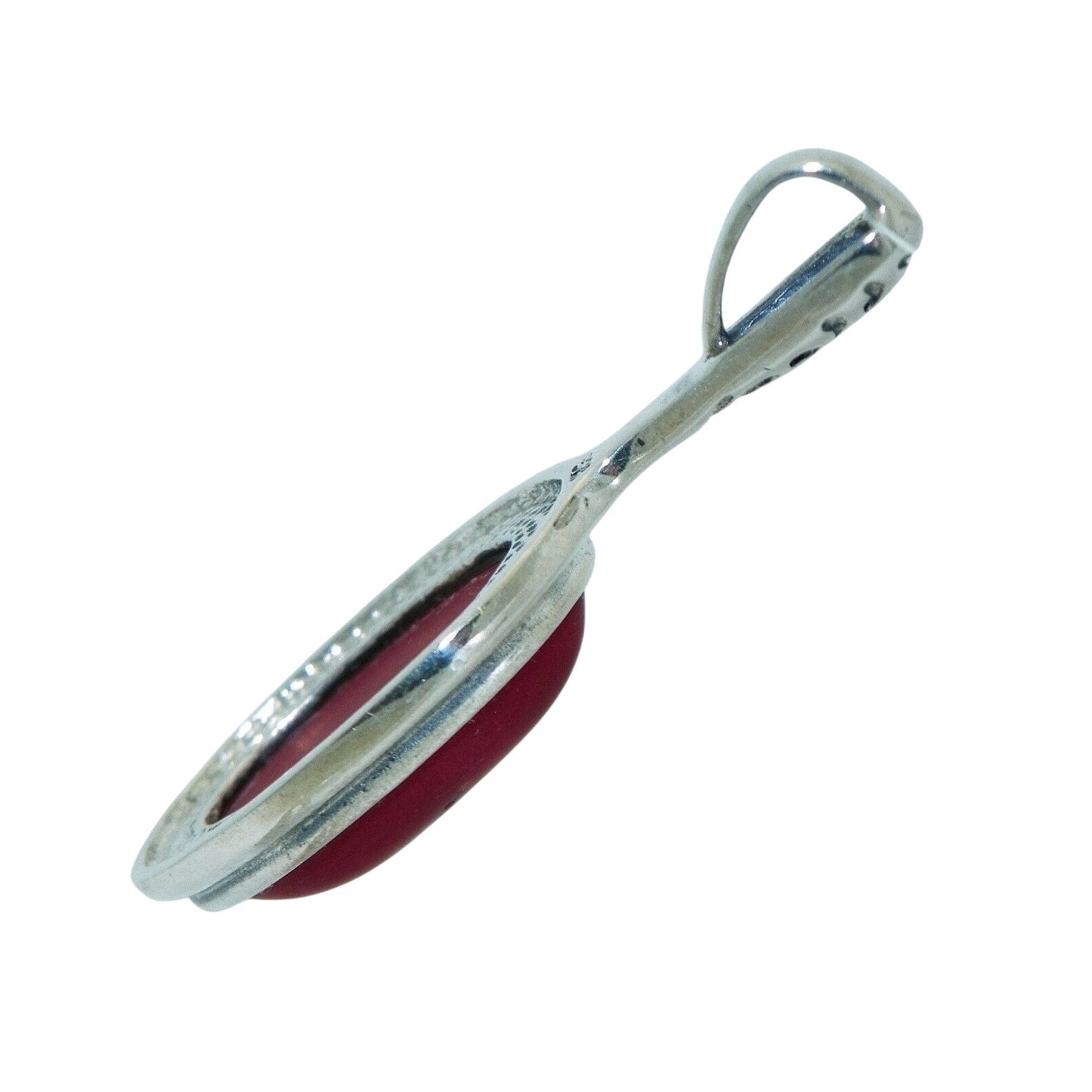 Oval Carnelian Solitaire Pendant Solid .925 Sterling Silver 6.3g 18.24mm Wide X 39.84mm