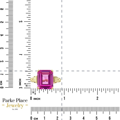 Lab Created Pink Sapphire 14k Yellow Gold Ring 4.2g Size 6.25