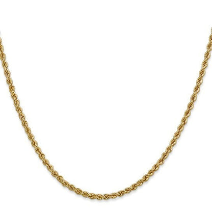 2.5 mm Diamond Cut Rope 18" Chain 10k Yellow Gold