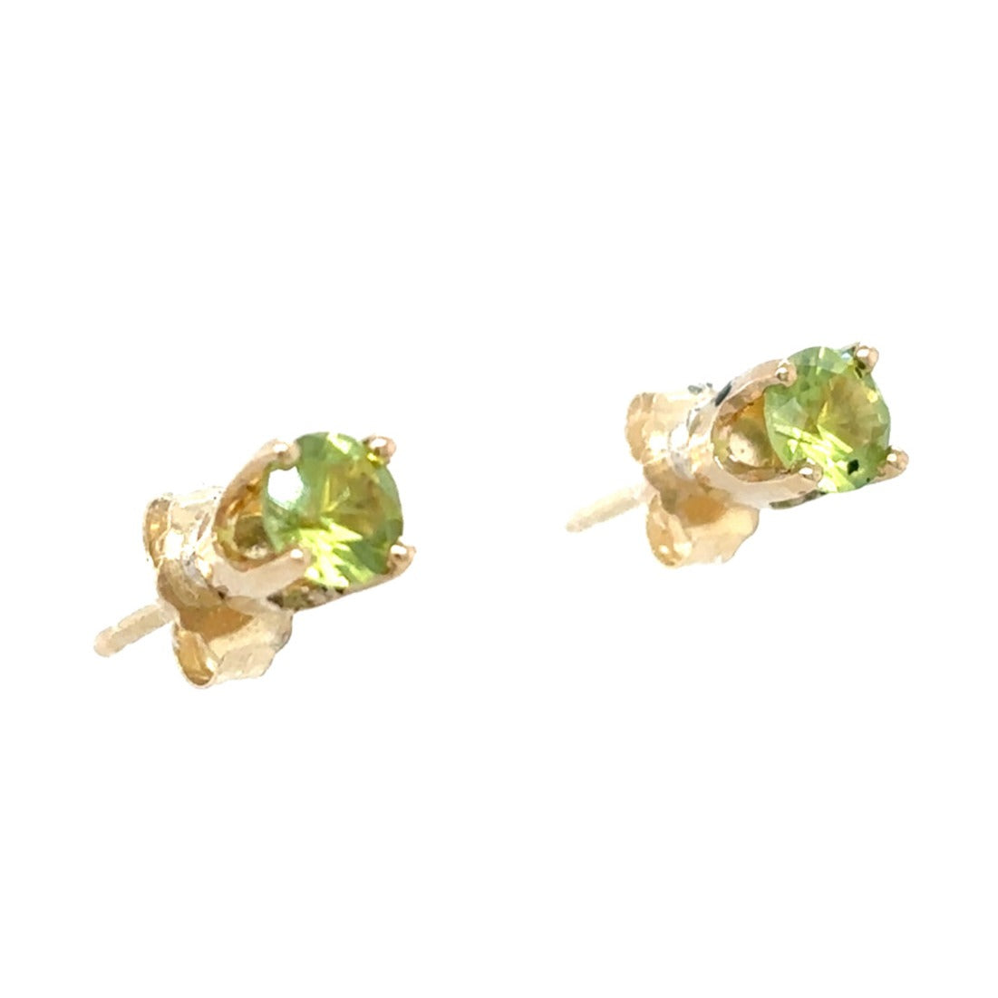 14k Yellow Gold Peridot Solitaire Earrings 0.8g