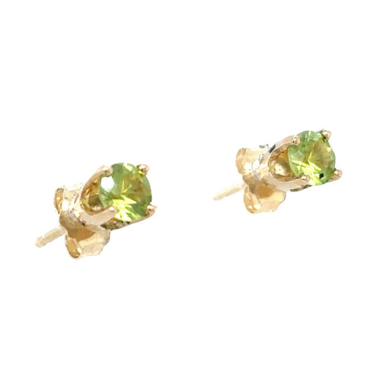 14k Yellow Gold Peridot Solitaire Earrings 0.8g