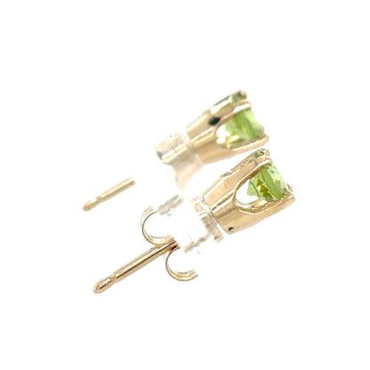 14k Yellow Gold Peridot Solitaire Earrings 0.8g
