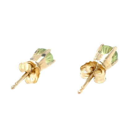 14k Yellow Gold Peridot Solitaire Earrings 0.8g