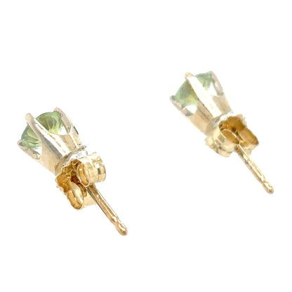 14k Yellow Gold Peridot Solitaire Earrings 0.8g