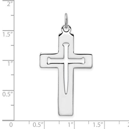 Sterling Silver Platinum-Plated Latin Cross Pendant