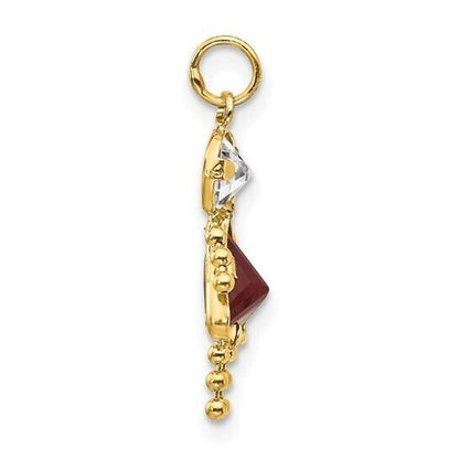 10k Yellow Gold Cubic Zirconia and January Girl Birthstone Charm Pendant