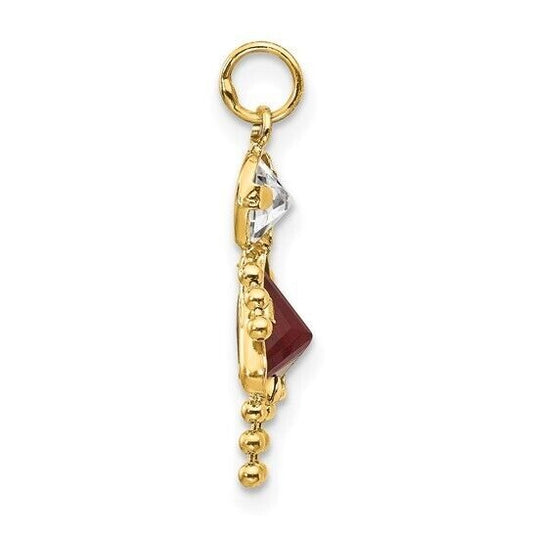 10k Yellow Gold Cubic Zirconia and January Girl Birthstone Charm Pendant