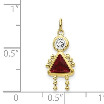 10k Yellow Gold Cubic Zirconia and January Girl Birthstone Charm Pendant